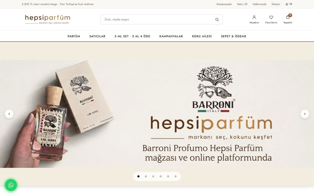 Homepage of Hepsiparfum